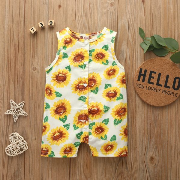 Baby Pretty Sunflower Allover Sleeveless Bodysuits